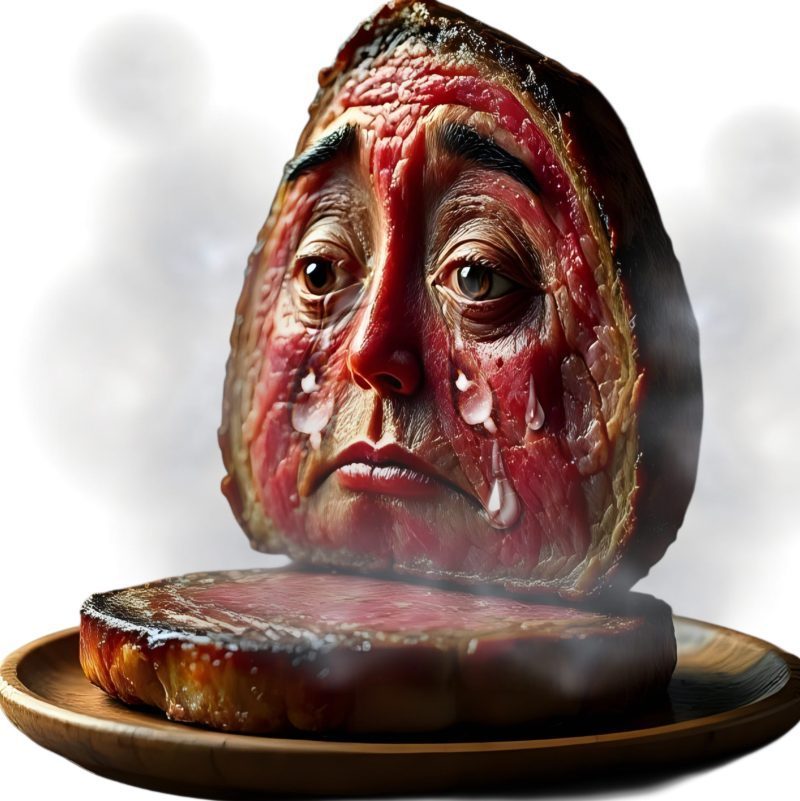 Unhappy meat.