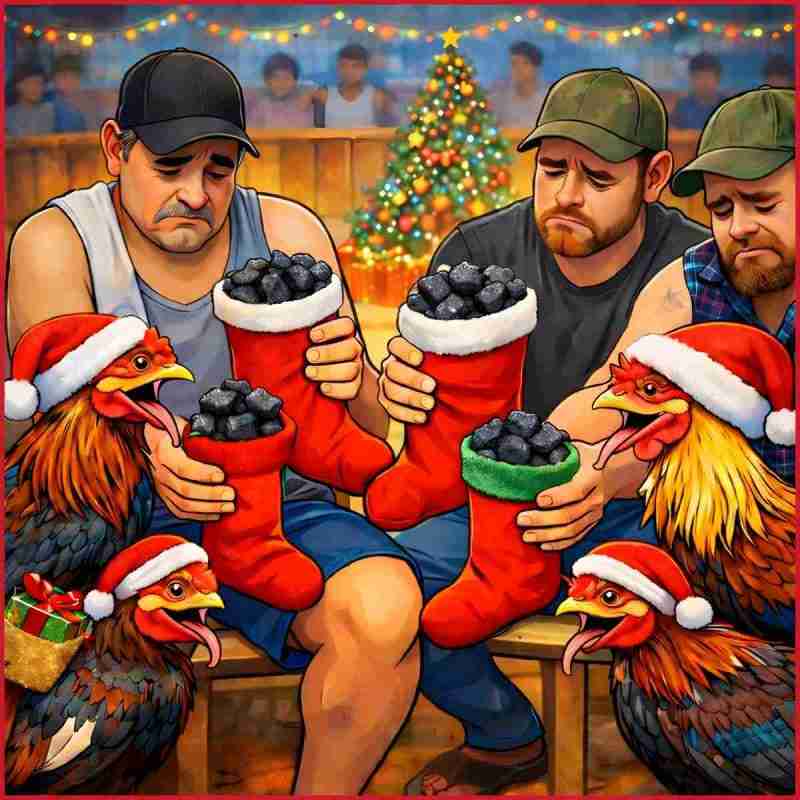 Cockfighters get coal for Christmas.