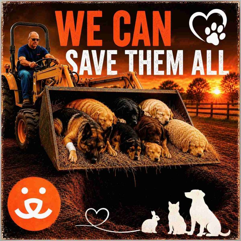 Miranda's Rescue tractor with dead dogs.