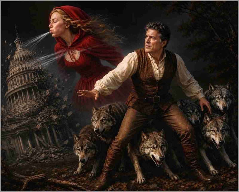 Wayne Pacelle and Little Red Riding Hood.
