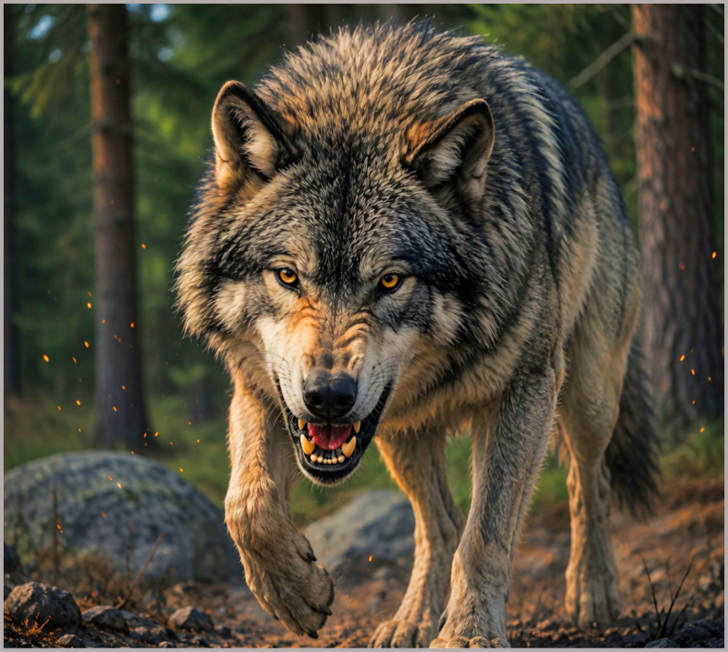 Wolf snarling.