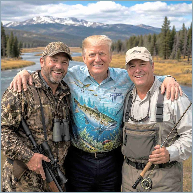 Trump with hunter and fisherman.