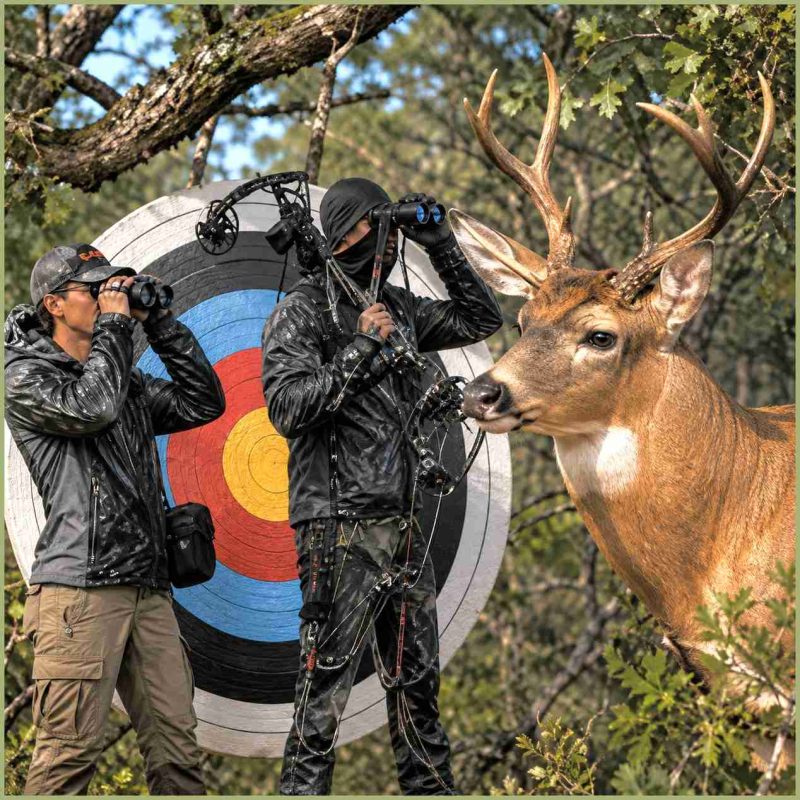Deer hunters with target.