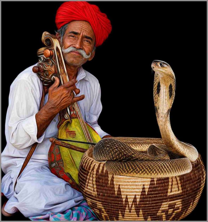 Indian snake charmer.