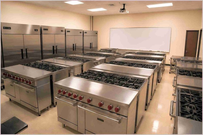 School industrial stoves and refrigerators.