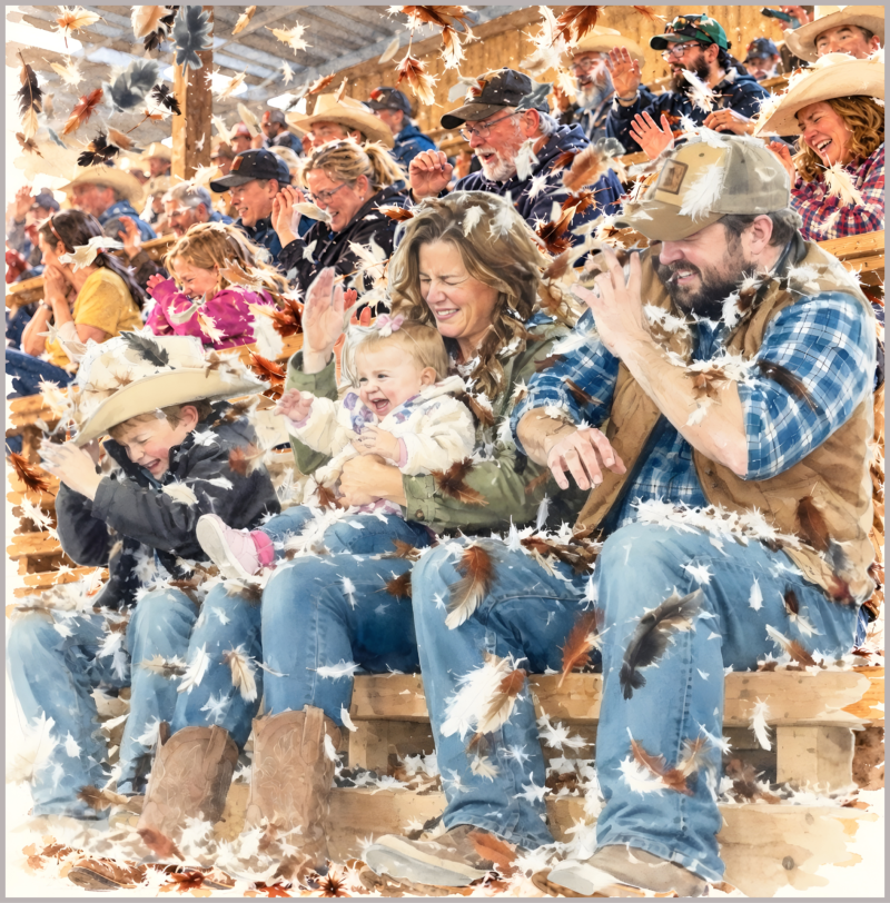 Families and children at a cockfight.